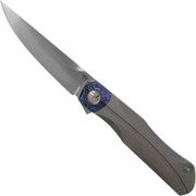 Bestech Thyra BT2106F Grey Blasted Titanium, Timascus Bolster, Satin pocket knife, Kombou design