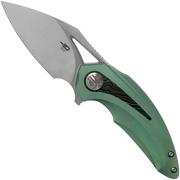 Bestech Nuke BT2107D Green Titanium, Black Green G10, Satin coltello da tasca, design di Kombou