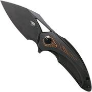 Bestech Nuke BT2107E Black Titanium, Black Orange G10, Black coltello da tasca, design di Kombou