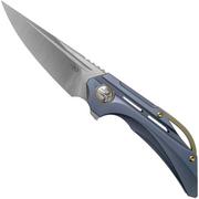 Bestech Vigil BT2201B Blue Blasted Titanium, Satin navaja, diseño Kombou