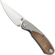 Bestech Lito BT2307B Grey Titanium, Natural Canvas Micarta Taschenmesser, Ostap Hel Design