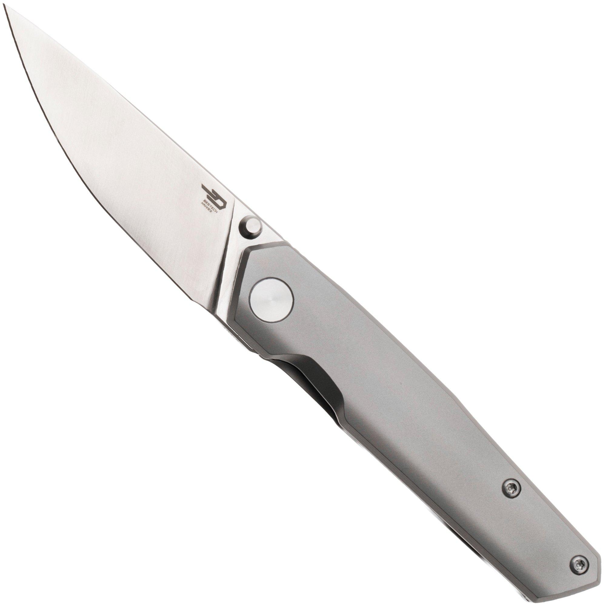 Bestech VK-KUZE BT2504A Satin MagnaCut, Bead Blasted Titanium, zakmes, Vulpex Knives design