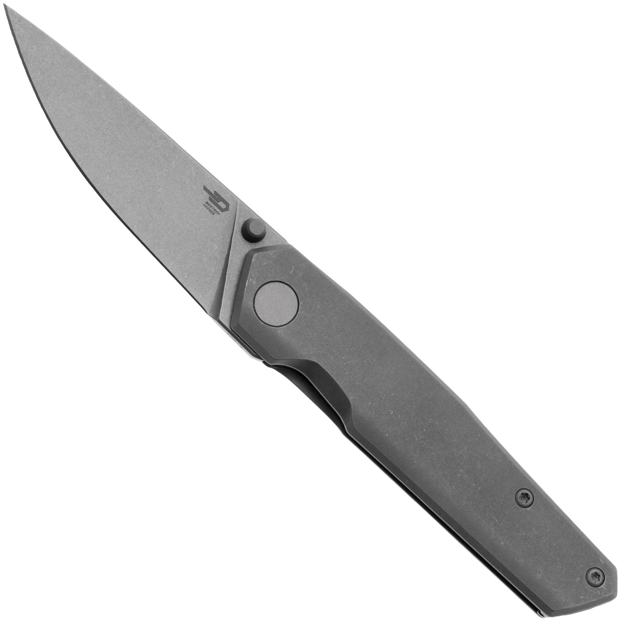 Bestech VK-KUZE BT2504B Stonewashed MagnaCut, Stonewashed Titanium, Taschenmesser, Vulpex Knives Design