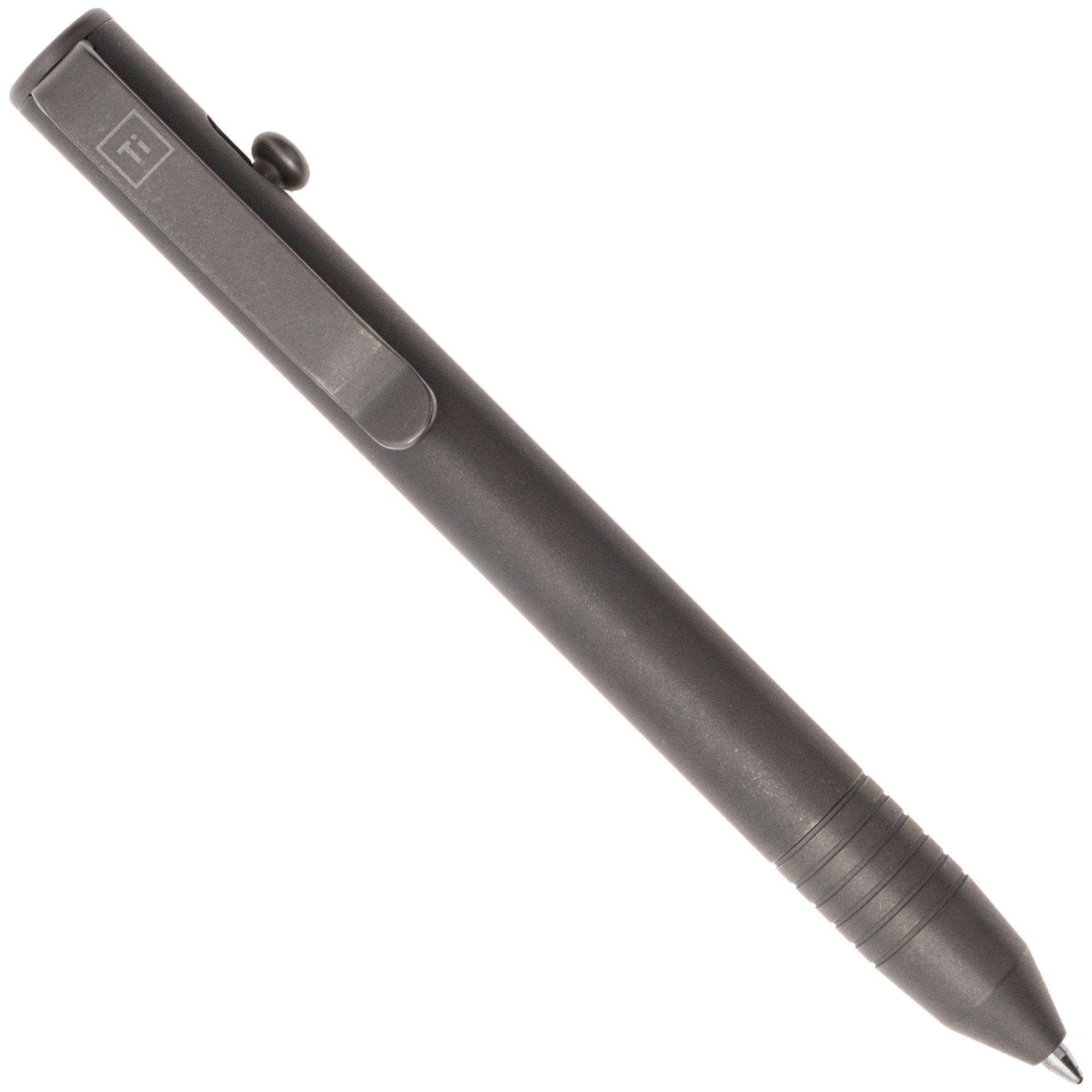 Big Idea Design Base Line Bolt Action Pen BS-BA-SW Stonewashed Titanium, EDC Stift