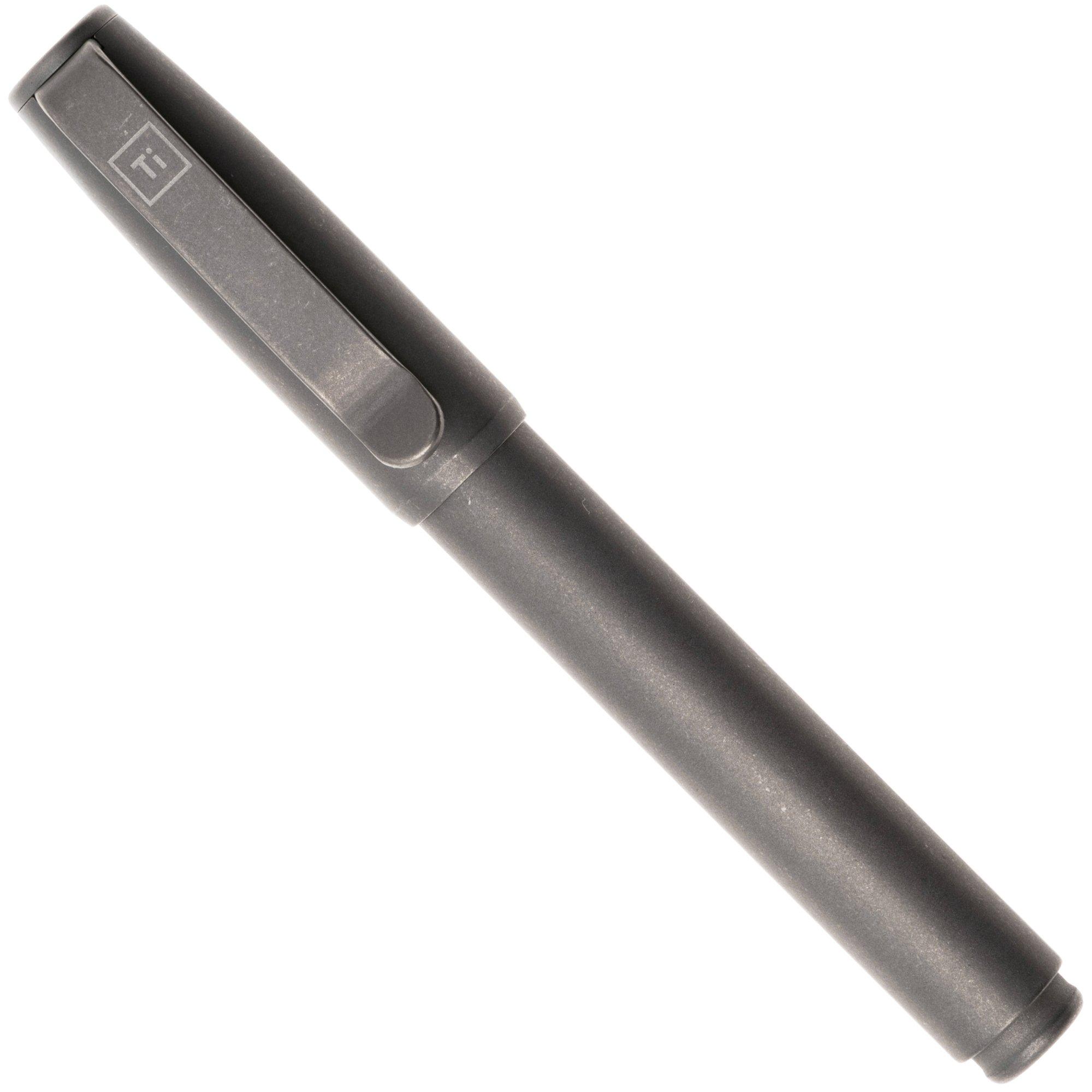 Big Idea Design Base Line Capped Pen BS-CA-SW Stonewashed Titanium, everyday carry pen