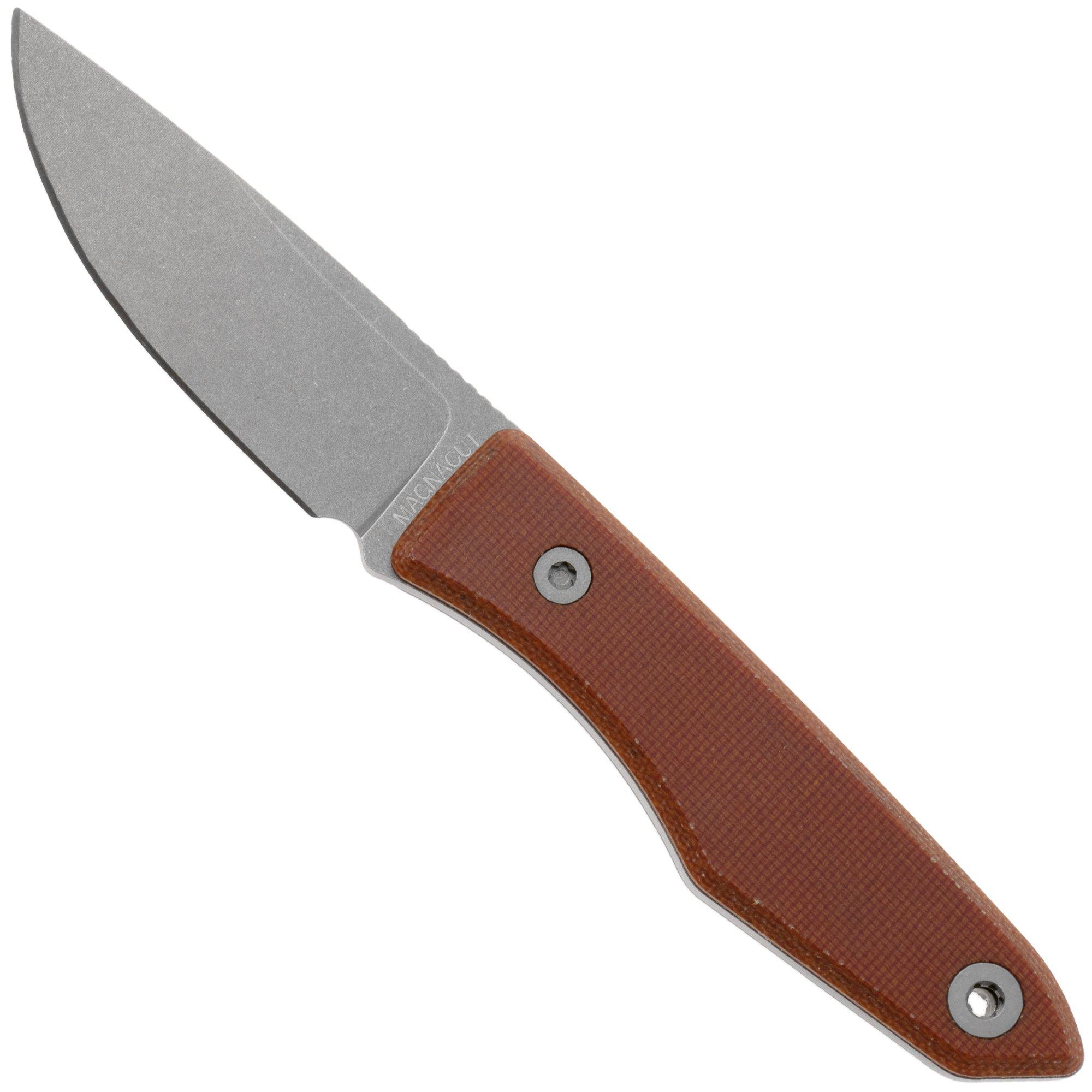 Big Idea Design USA Lookout DP-MA-NM Drop Point Stonewashed Magnacut, Natural Micarta, vaststaand mes