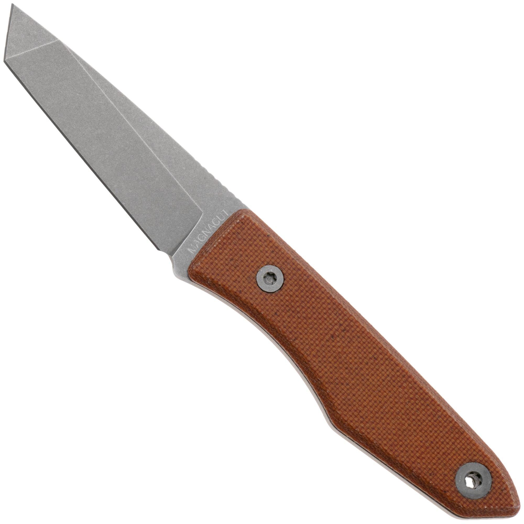 Big Idea Design USA Lookout TA-MA-NM Tanto Stonewashed Magnacut, Natural Micarta, fixed knife, Mak Kelsay design