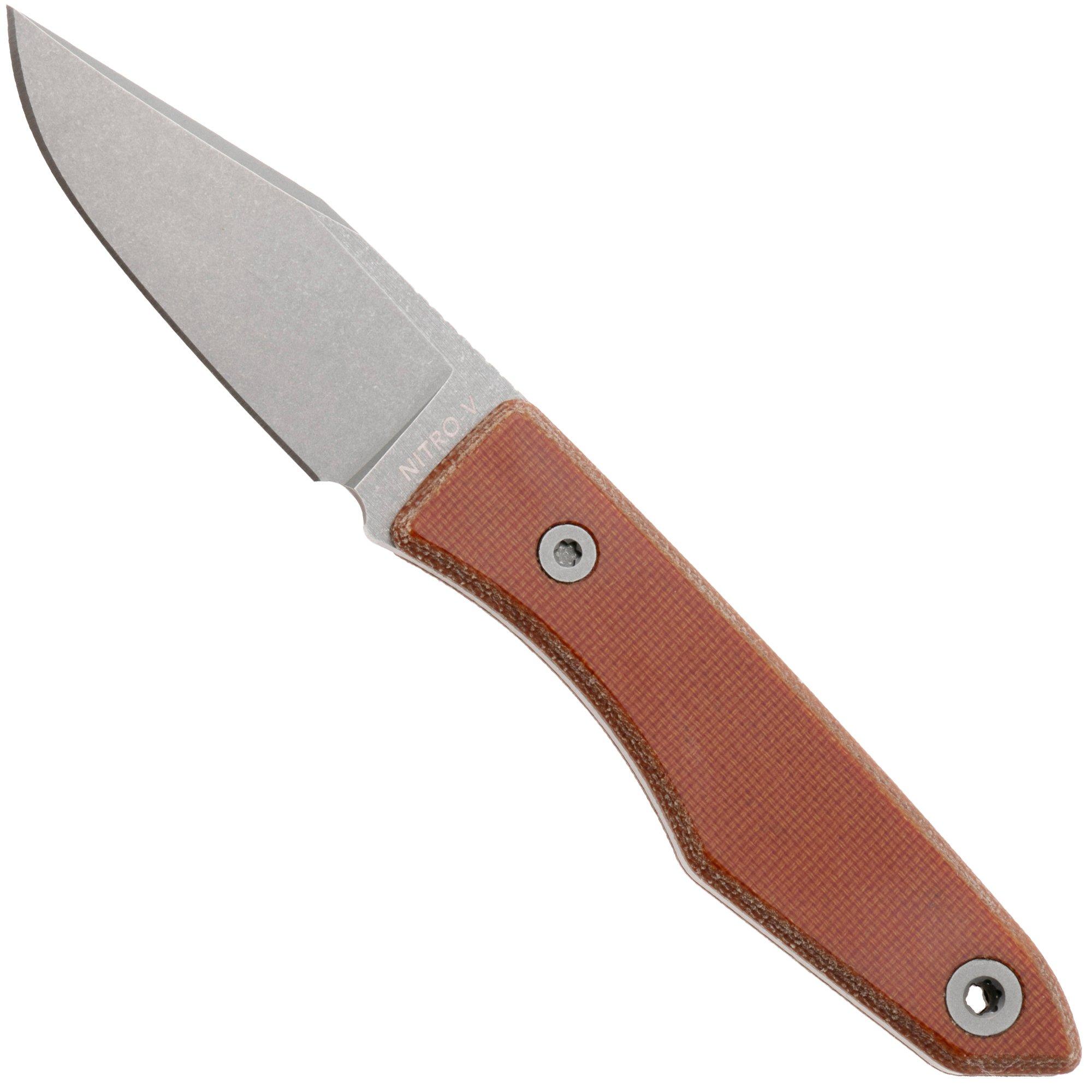 Big Idea Design USA Lookout USA-LO-NAT-NITROV, Stonewashed Nitro-V, Natural Micarta Fahrtenmesser, Mak Kelsay Design