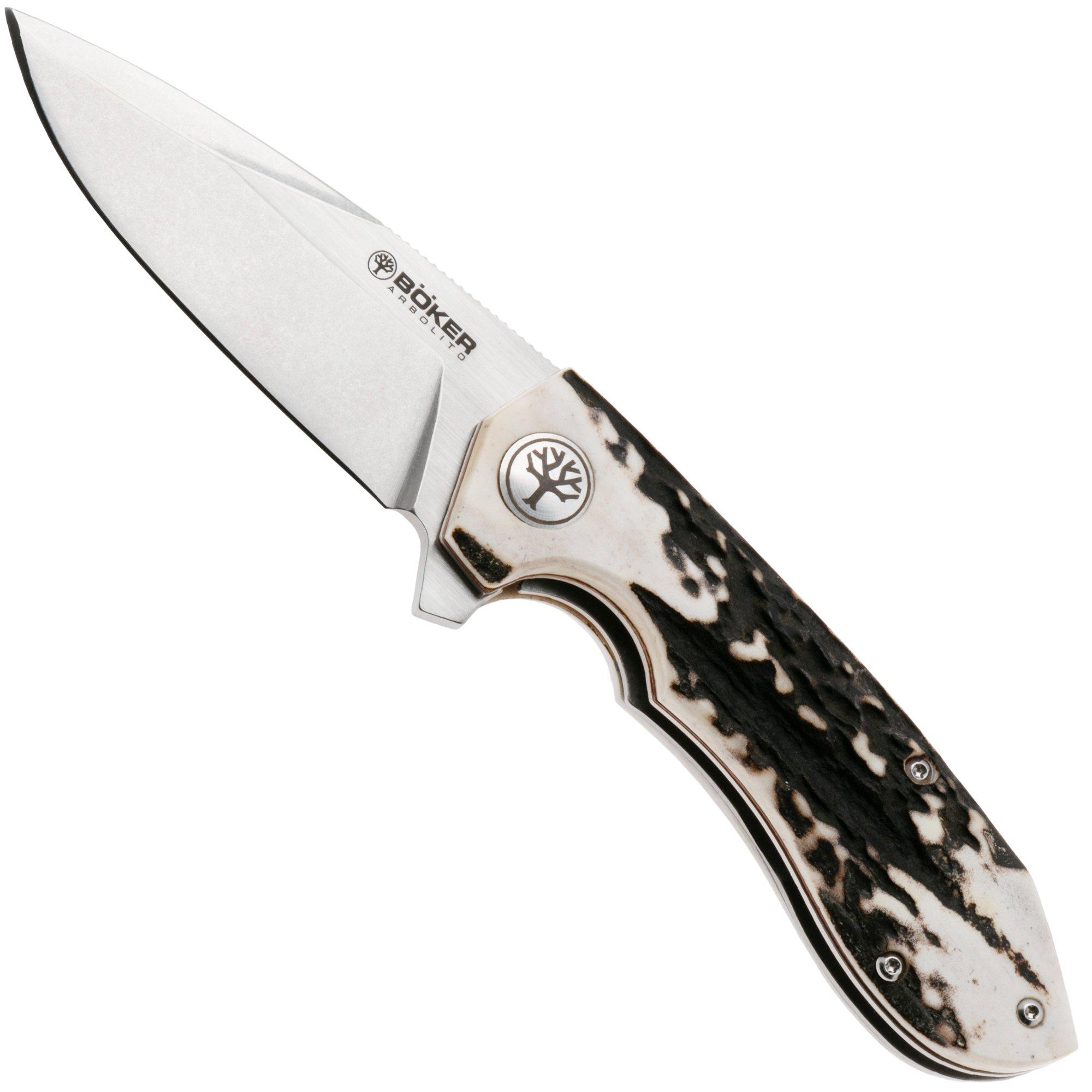 Böker Arbolito Wilki H 01BA3722H Satin 14C28N, Stag, Taschenmesser