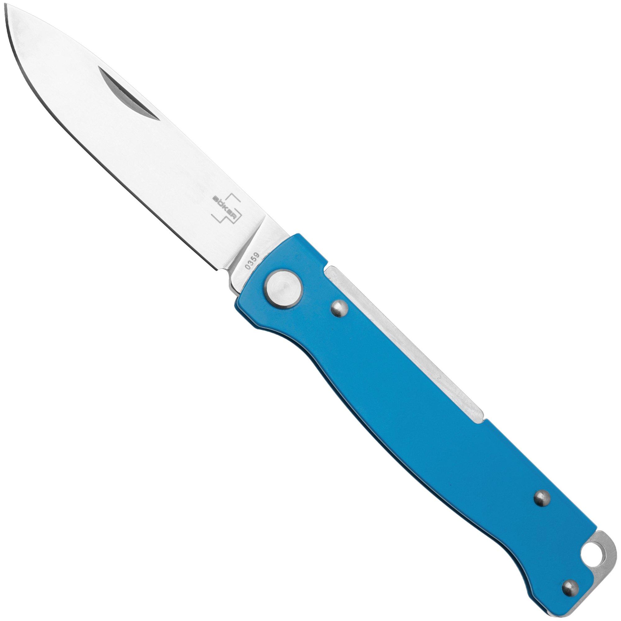 Böker Plus Atlas 01BP0014, Satin 12C27, Blue Stainless Steel Taschenmesser