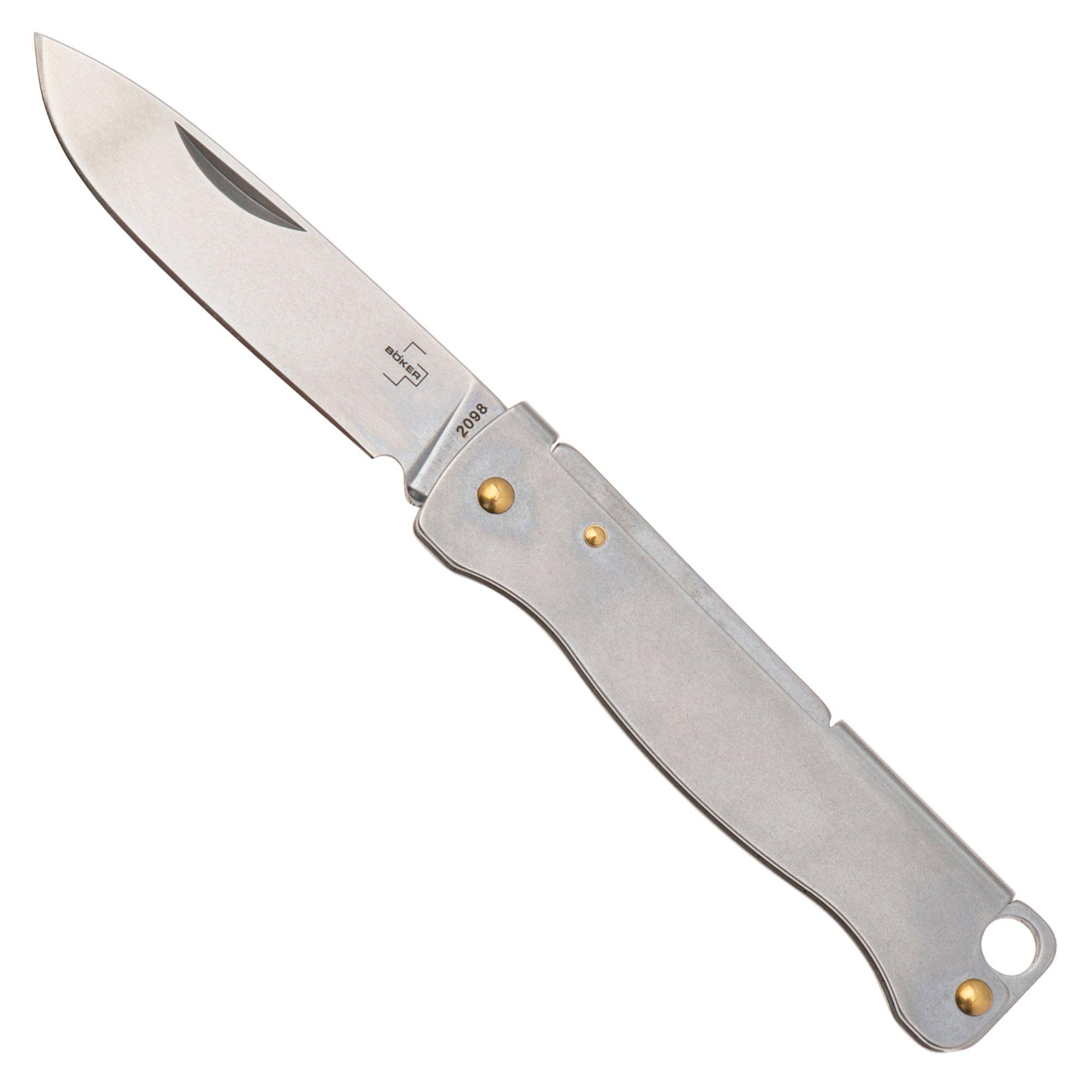 Böker Plus Atlas Mini 01BP0024 Stonewashed 12C27, Stainless, Schlüsselanhänger Taschenmesser