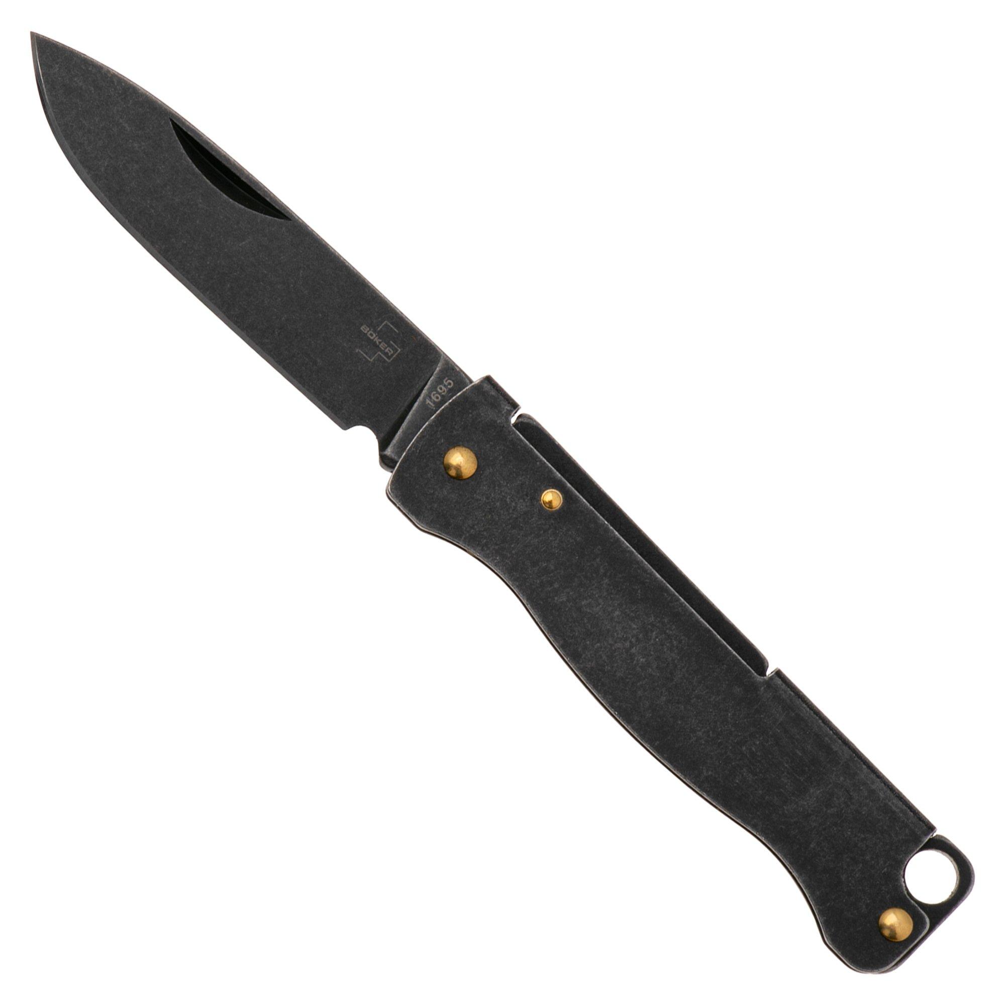Böker Plus Atlas Mini 01BP0025 Blackwashed 12C27, Blackwashed Stainless, Schlüsselanhänger Taschenmesser