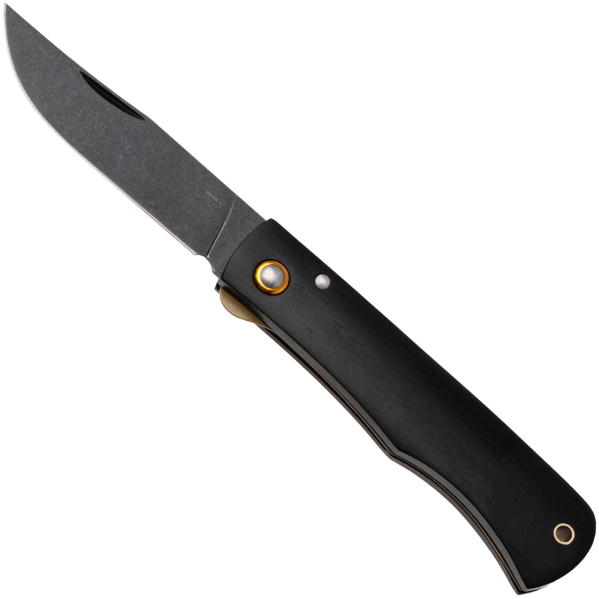 Böker Plus Rusticus All Black 01BP0040, Blackwashed 420 Stainless Steel, Ebony Wood Taschenmesser