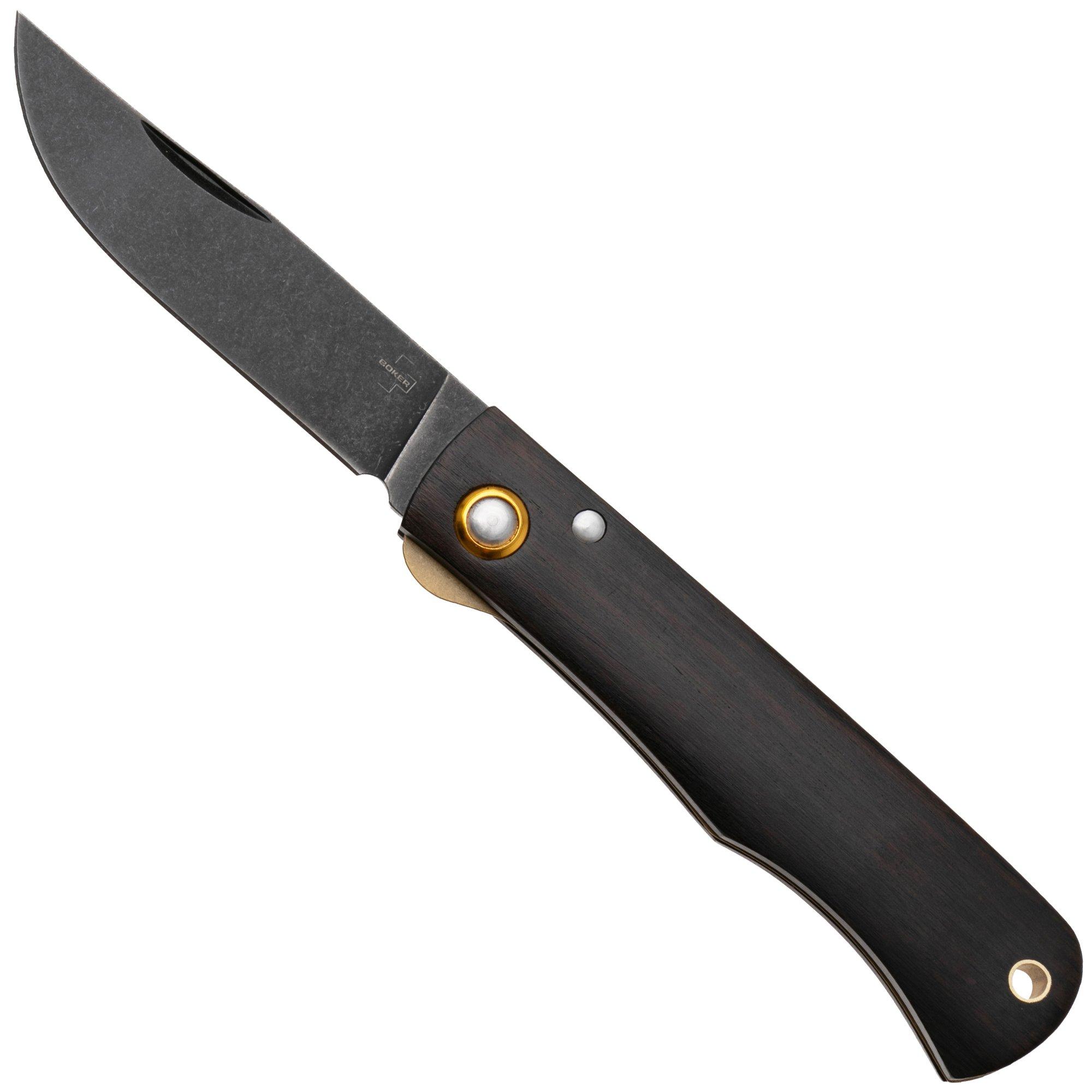 Böker Plus Rusticus Medium All Black 01BP0042, Blackwashed 420 Stainless Steel, Ebony Wood Taschenmesser