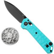 Afbeelding voor Böker Plus Dealer Knife 2026 01BP0094 Black Titanium Coated Nitro-V, Turquoise G10, Limited Edition zakmes, Lucas Burnley design