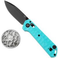 Afbeelding voor Böker Plus Dealer Knife 2026 01BP0094 Black Titanium Coated Nitro-V, Turquoise G10, Limited Edition zakmes, Lucas Burnley design