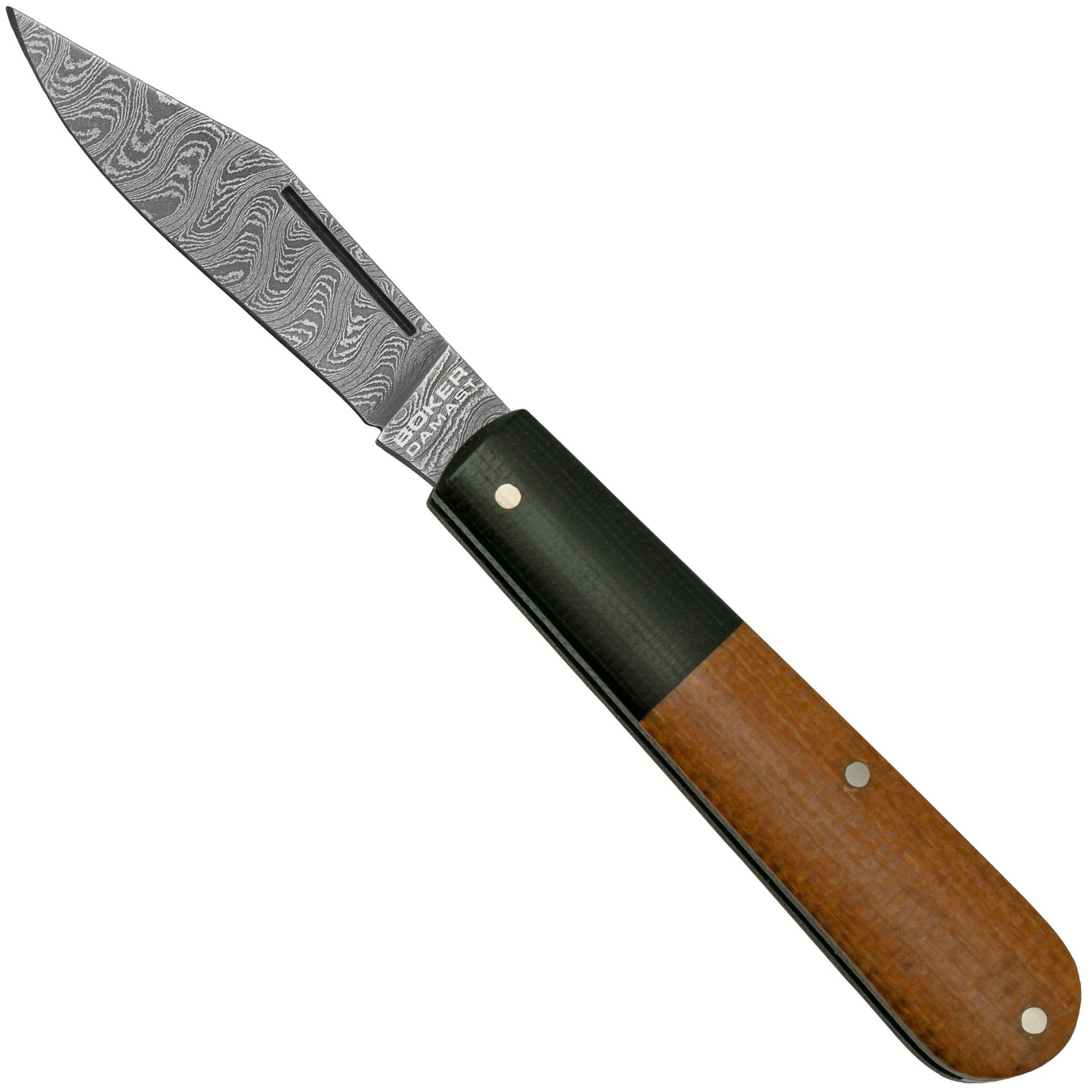 Nóż składany Böker Barlow Integral Brown Burlap Micarta, Damast 110943DAM