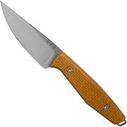 Böker Daily Knives AK1 Droppoint 120502, Mustard Micarta fixed knife, Alex Kremer design