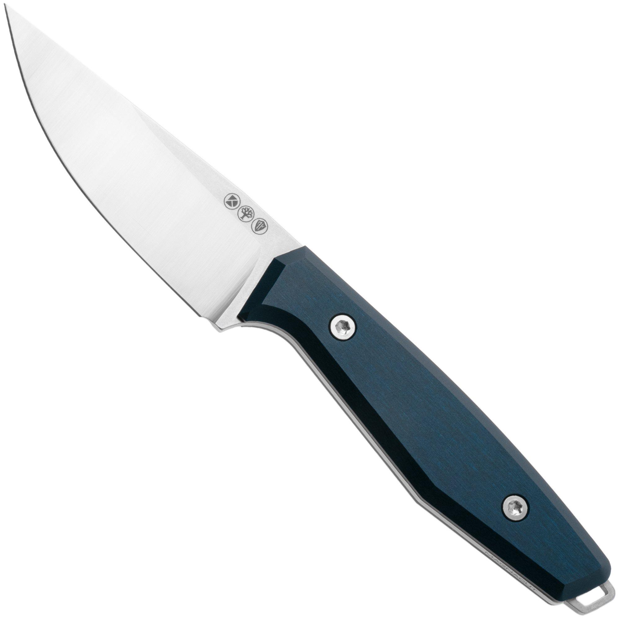 Böker Solingen Daily Knives AK1 Droppoint 129518 Satin MagnaCut, Blue Aluminium, vaststaand mes