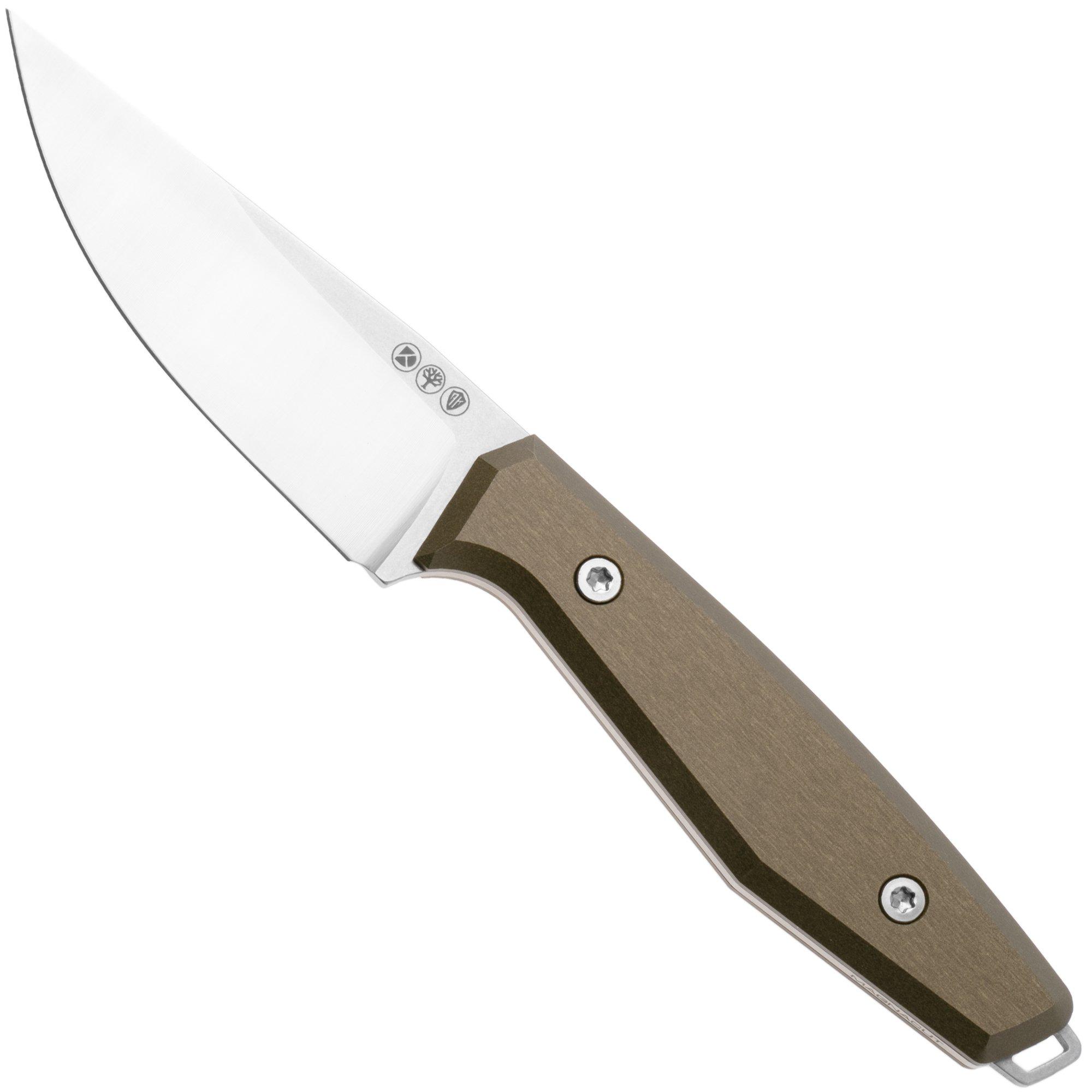 Böker Solingen Daily Knives AK1 Droppoint 129519 Satin MagnaCut, Gold Aluminium, vaststaand mes