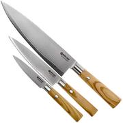Böker Damast Olive 3-piece knife set, 130440SET