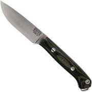 Bark River Little Creek CPM 3V Black Green Linen Micarta, fixed EDC knife