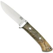 Bark River Classic Drop Point Hunter CPM S45VN Buckeye Burl, vaststaand mes