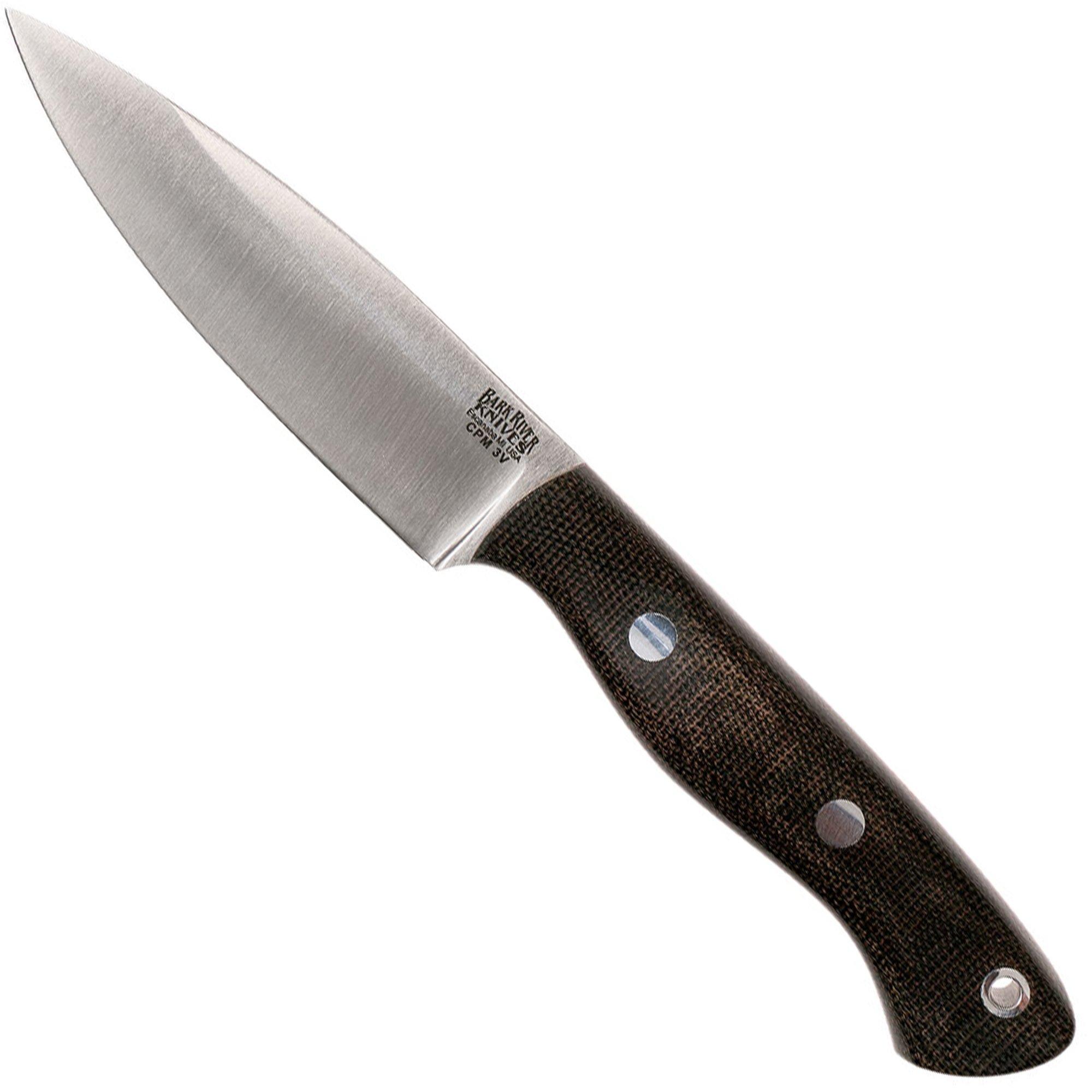 Bark River Mini Aurora CPM 3V, Tan Burlap Micarta 