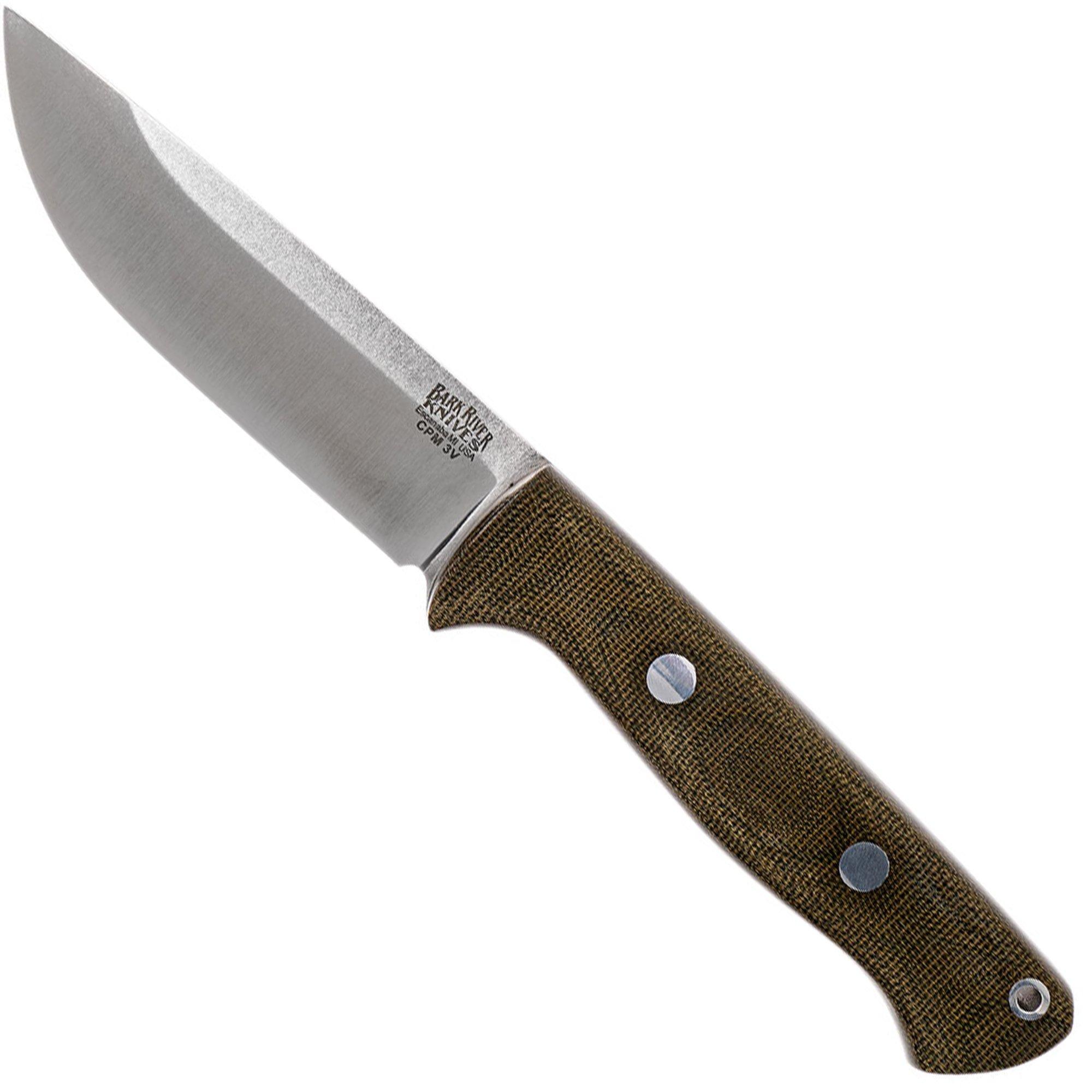 Bark River Bravo 1 CPM 3V Rampless, Green Canvas Micarta, brown