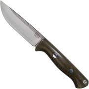 Bark River Bravo 1 LT CPM 3V rampless, Green Canvas Micarta couteau outdoor