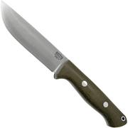 Bark River Bravo 1.2 LT CPM 3V Rampless, Green Canvas Micarta, outdoor knife