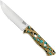 Bark River Bravo 1.2 LT, CPM 3V Rampless, Gunmetal Cholla Turquoise, fixed knife