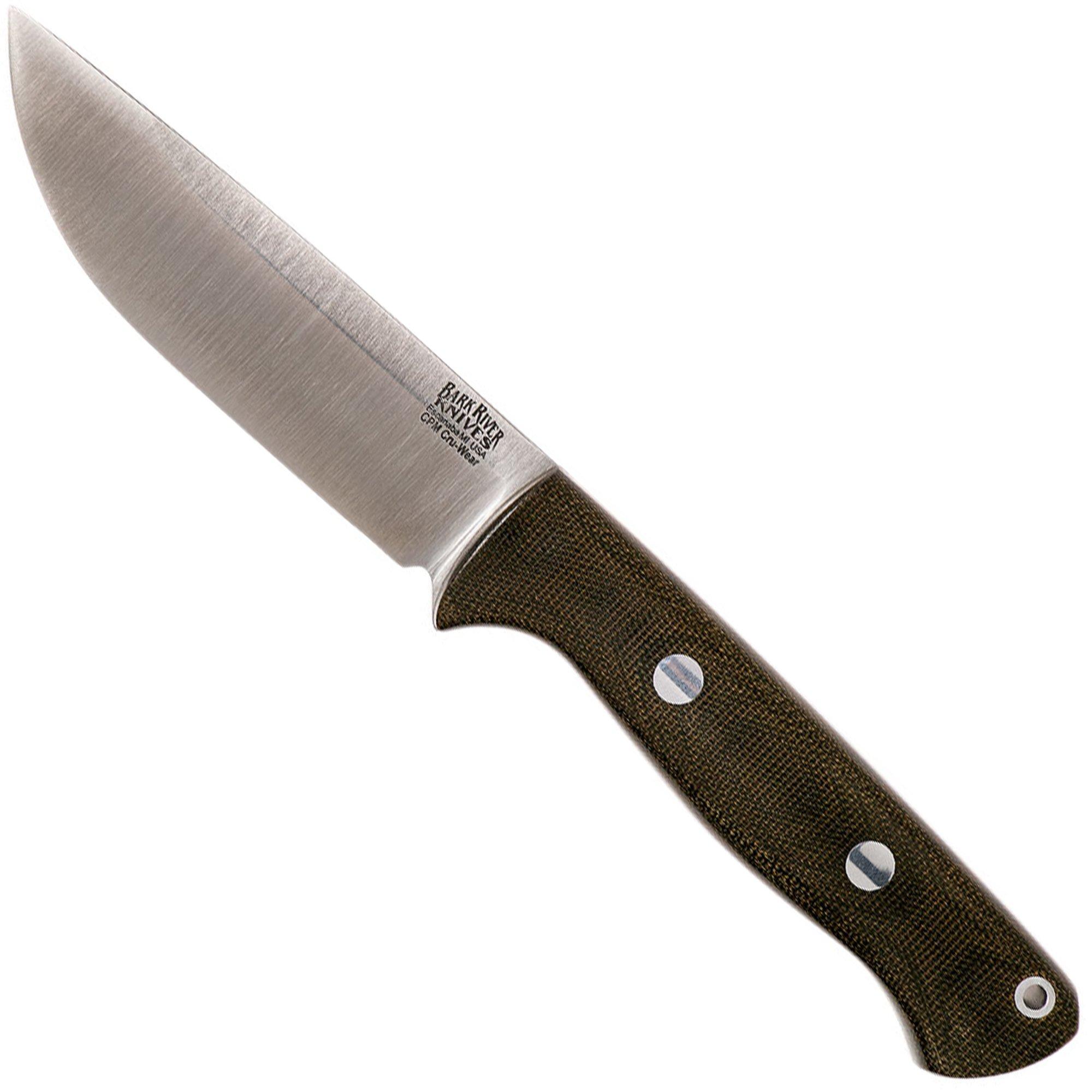 Bark River Bravo 1 LT Cru Wear, Green Canvas Micarta, Rampless 