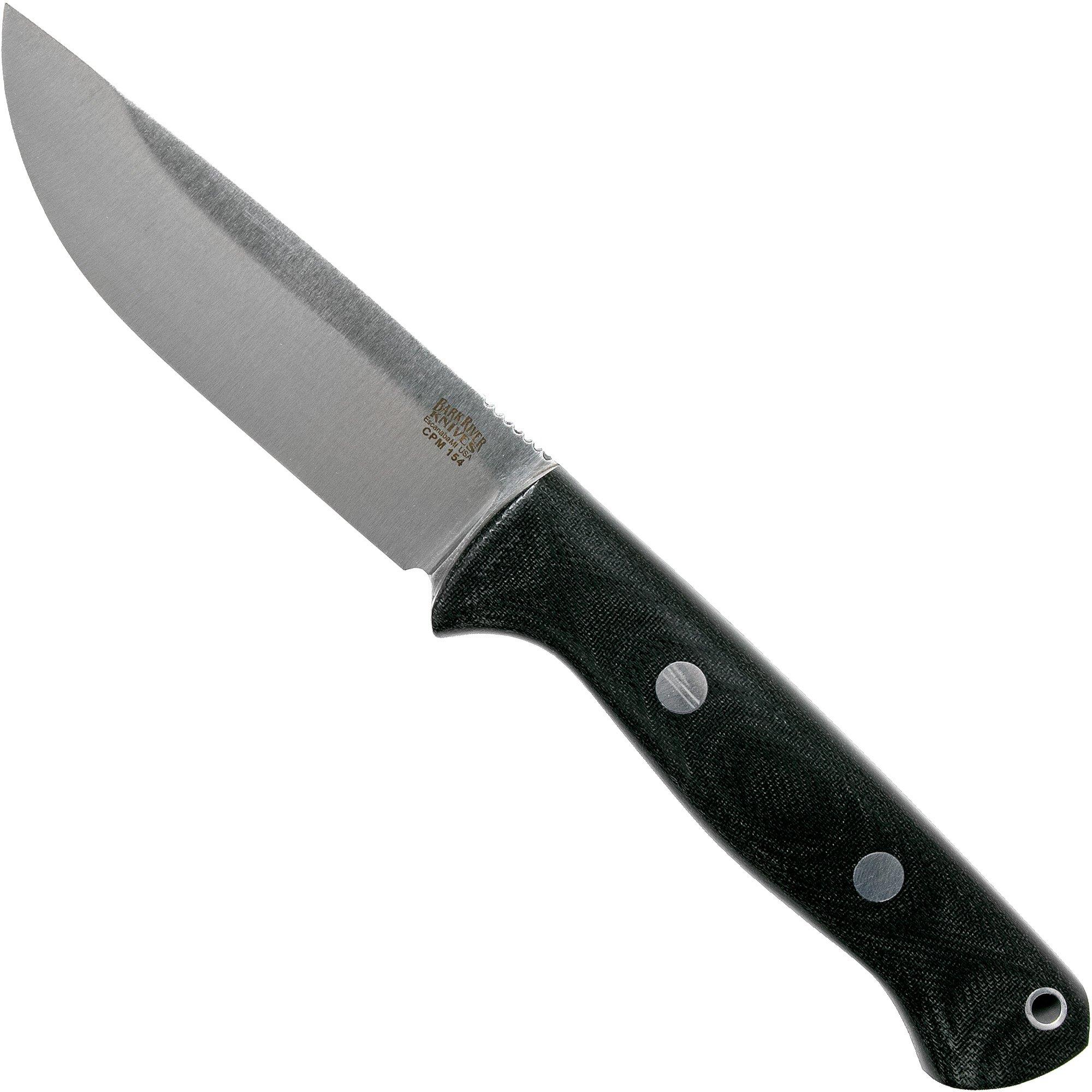 Bark River Bravo 1 CPM 154CM Field Knife, Black Canvas Micarta