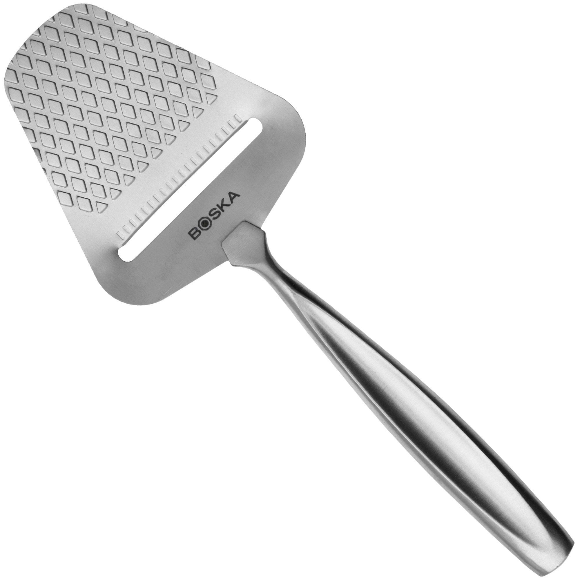 FACKELMANN Harde Kaasschaaf 21 Cm SENSE, Hoogwaardig, Scherp Lemmet Van Roestvrij Staal Kaasschaaf Met Anti Slip En Ergonomische Soft Touch Handgreep Kleur Zilverzwart Hoeveelheid 1 Stuk