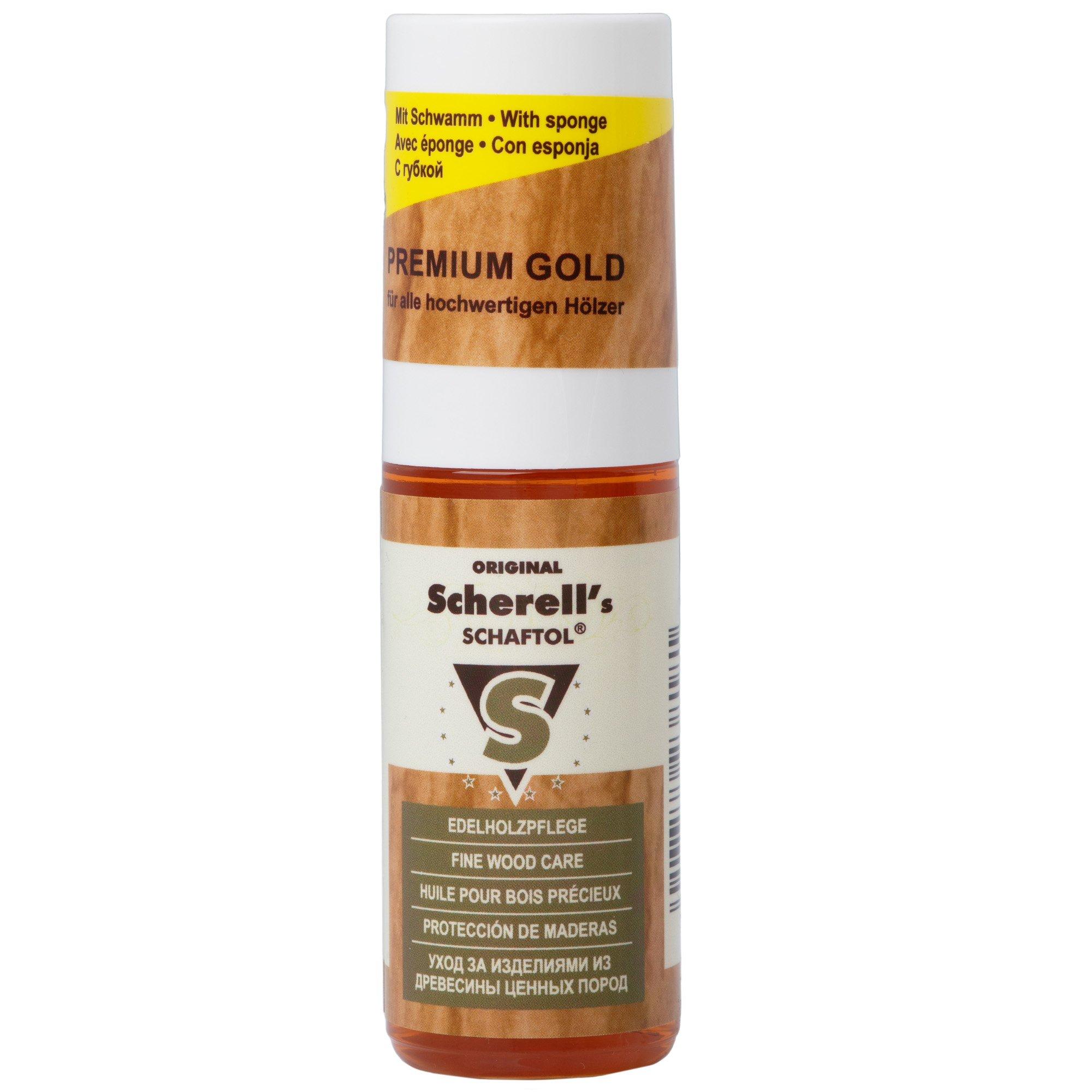 Ballistol Scherell's Schaftol 23818 Wood Care Oil, Premium Gold, houtolie, 50 ml, incl. spons