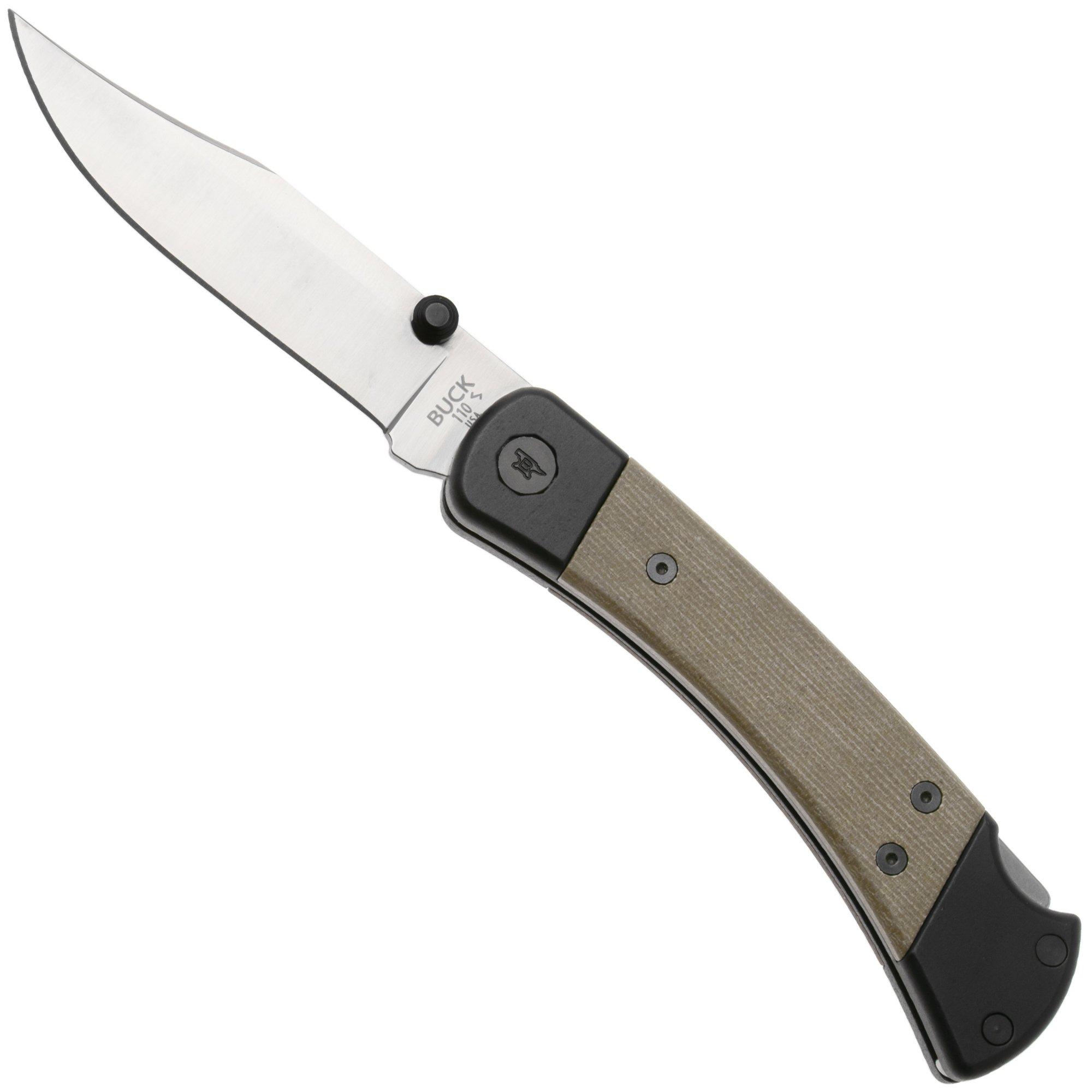 Buck 110 Hunter Sport Pro 0110GRS5 Satin BOS S30V, Green Micarta, pocket knife
