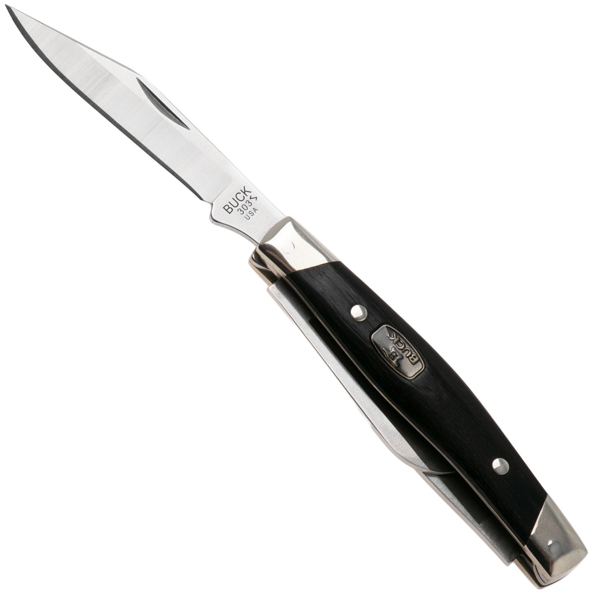 Buck Cadet 0303BRS2-B, Satin 420HC, Ebony Wood, Nickel Silver pocket knife