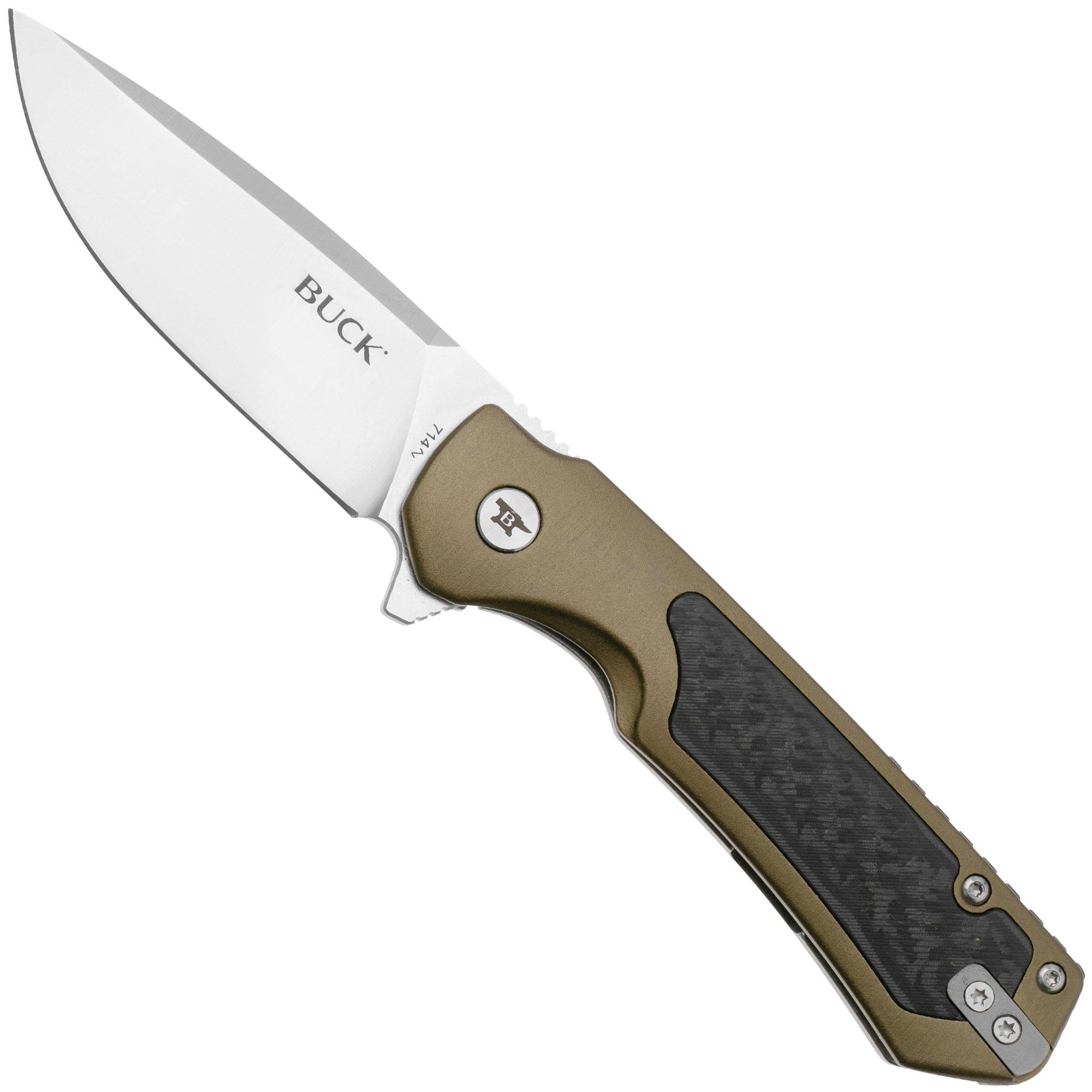 Nóż składany Buck Stinger 0714GRS Satin D2, Green Aluminium Carbon Inlay