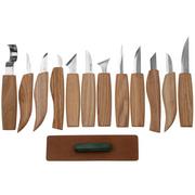 BeaverCraft S10 Wood Carving Set of 12 Knives in Tool Roll, wood cutting set
