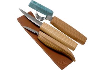  BeaverCraft Extended Spoon Carving Set S13, set per intaglio del legno (3 coltelli nel rotolo + accessori)
