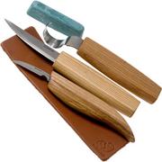  BeaverCraft Extended Spoon Carving Set S13, set per intaglio del legno (3 coltelli nel rotolo + accessori)