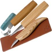 BeaverCraft Upgraded Spoon Carving Set S17 set di intaglio del legno (3 coltelli nel rotolo + accessori)