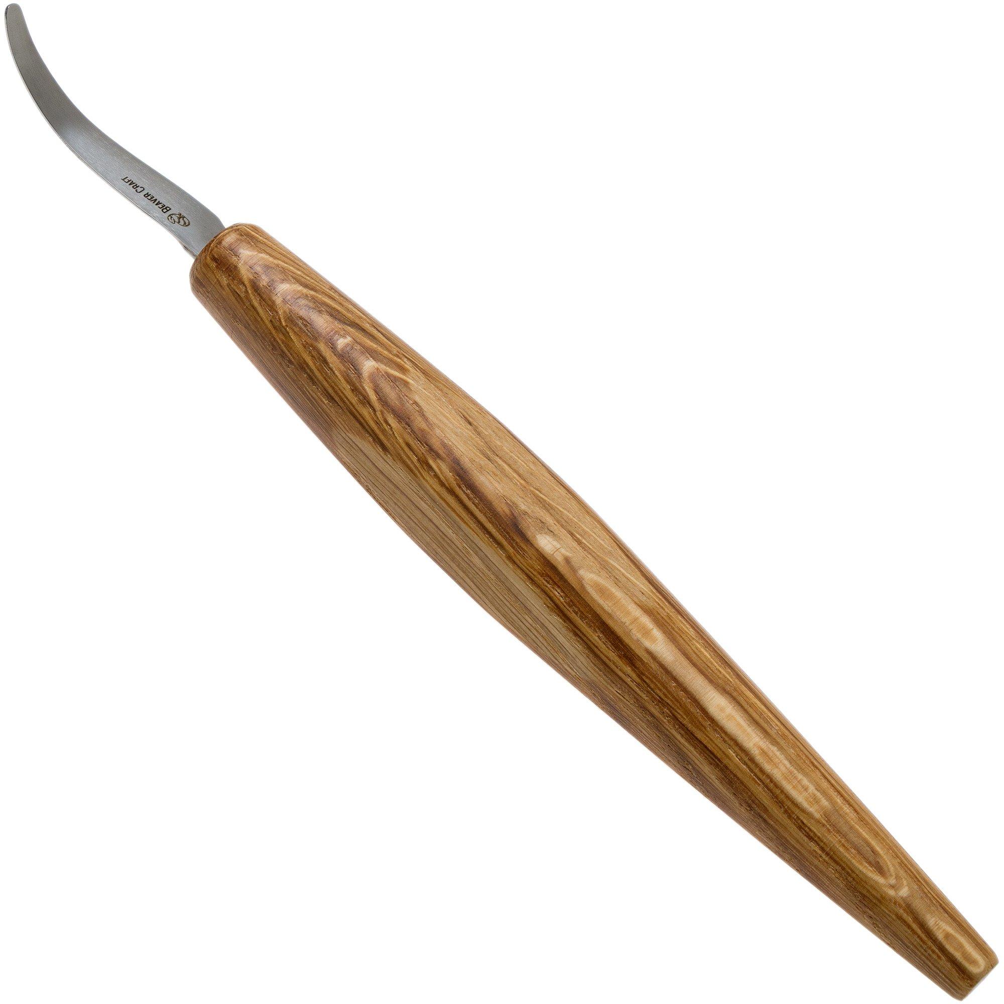 Leworęczny nóż łyżkowy BeaverCraft Open Curve Hook Knife SK4LS, z pokrowcem