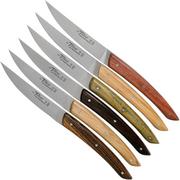 Claude Dozorme Le Thiers steak knife set 6-piece, different types of wood