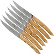 Claude Dozorme Le Thiers juego de cuchillos para carne 6-piezas, madera de olivo