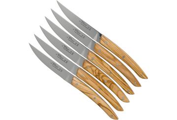 Claude Dozorme Le Thiers juego de cuchillos para carne 6-piezas, madera de olivo