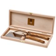 Claude Dozorme set de cuchillos para quesos blandos, madera de olivo