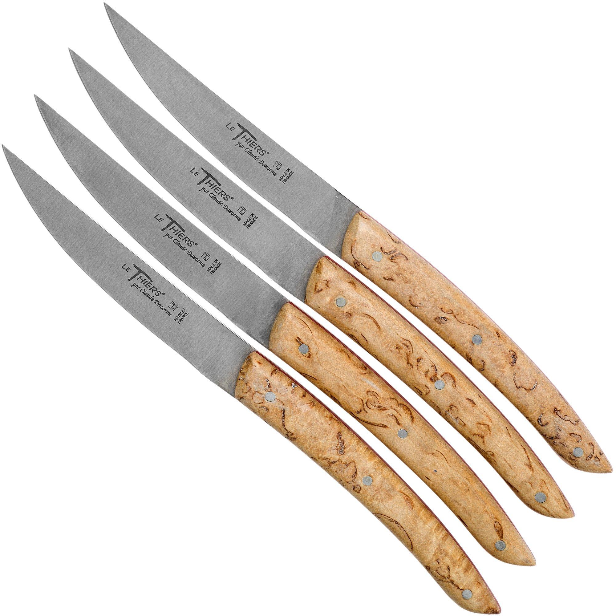 Claude Dozorme Le Thiers steakmesset 4-delig, berkenhout rood