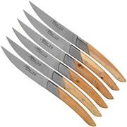 Claude Dozorme Le Thiers Art Deco steak knife set 6-piece, Juniper